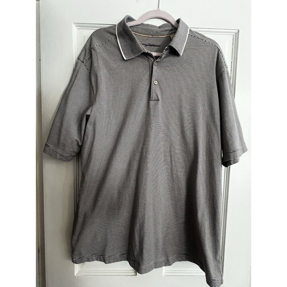 Tommy Bahama Gray Striped Polo Shirt